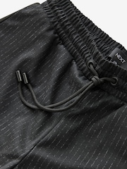 Black Check Pinstripe Brushed Jersey Wide Leg Trousers - Image 6 of 7