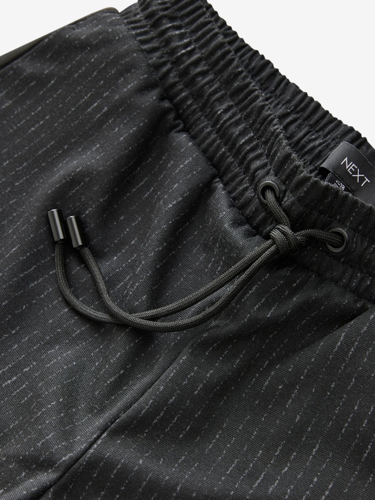 Black Check Pinstripe Brushed Jersey Wide Leg Trousers - Image 6 of 7