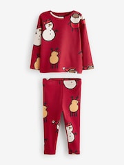 Red Santa Rib Long Sleeve Christmas Top and Leggings Set (3mths-7yrs) - Image 1 of 3