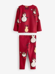 Red Santa Rib Long Sleeve Christmas Top and Leggings Set (3mths-7yrs) - Image 2 of 3