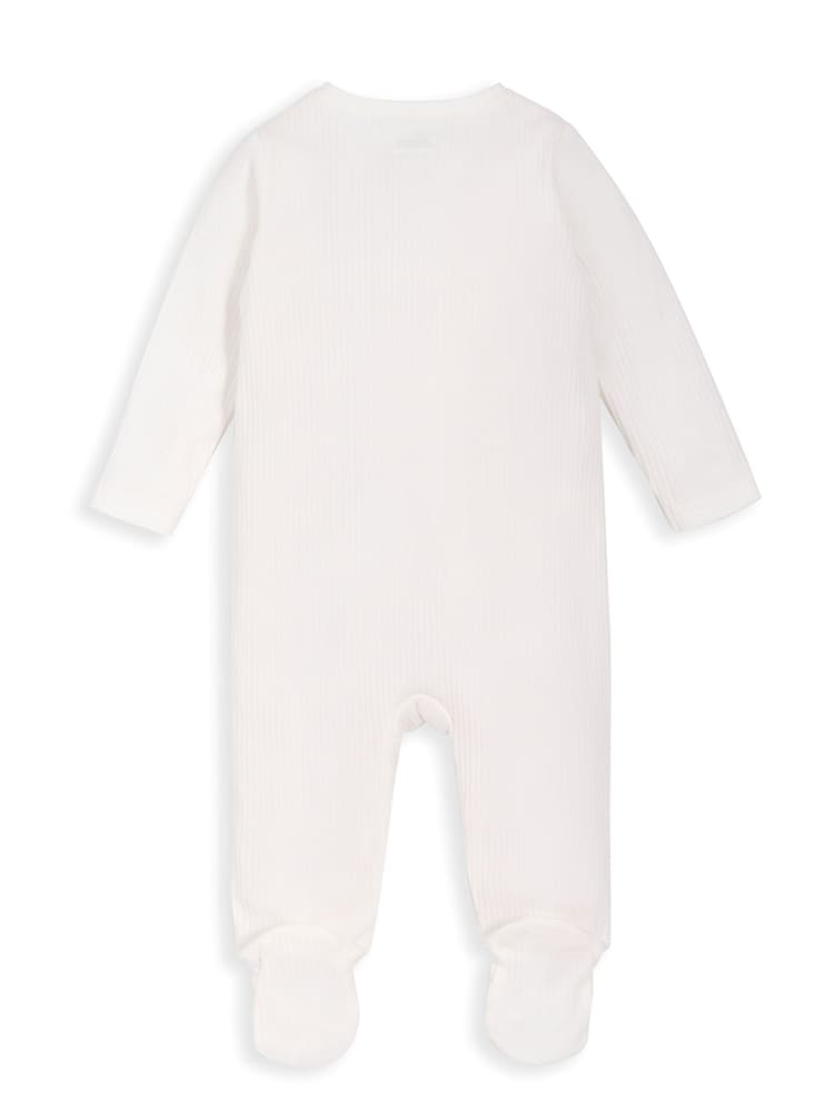 Mamas & Papas Rib White Zip Sleepsuit - Image 2 of 3