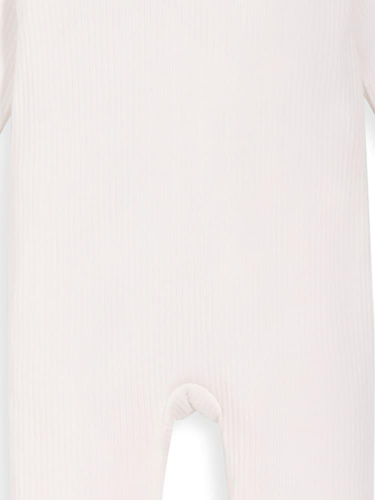 Mamas & Papas Rib White Zip Sleepsuit - Image 3 of 3