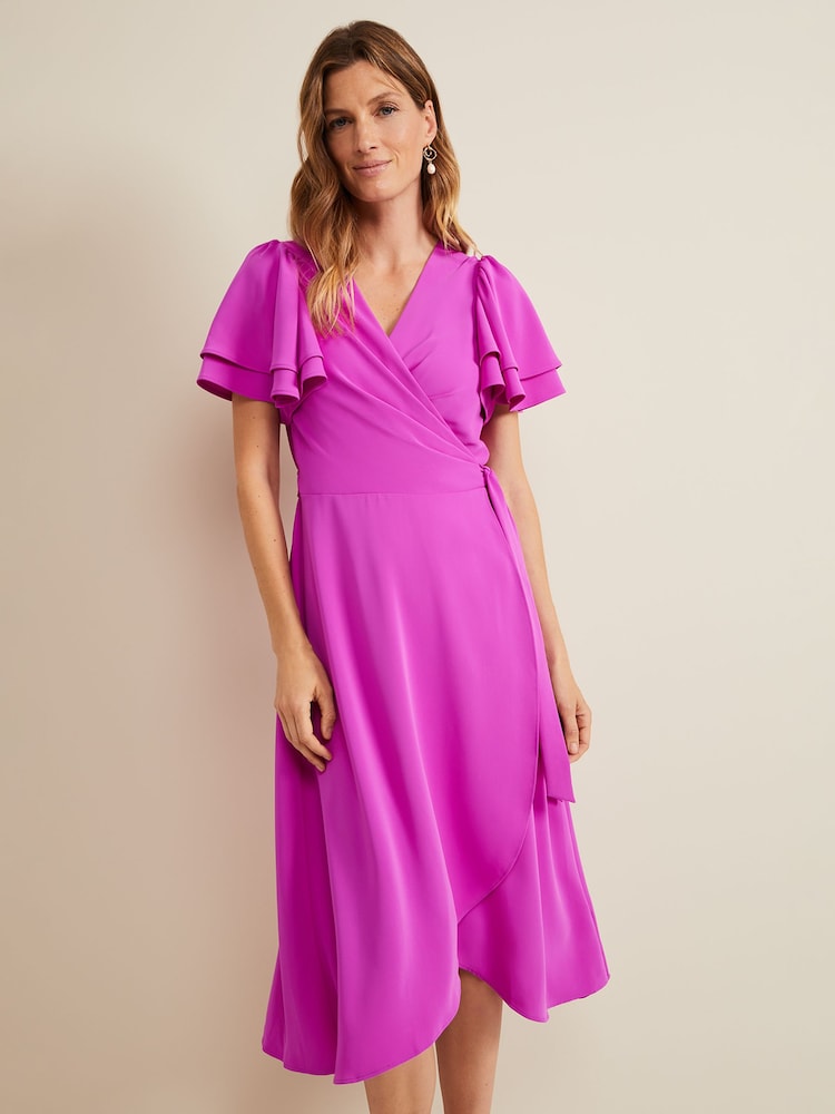 Phase Eight Magenta Purple Gian Wrap Midi Dress - Image 1 of 6