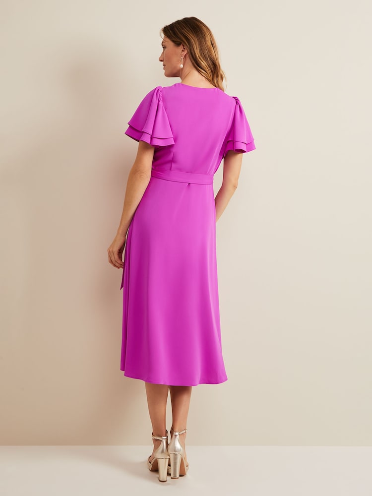 Phase Eight Magenta Purple Gian Wrap Midi Dress - Image 2 of 6