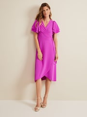 Phase Eight Magenta Purple Gian Wrap Midi Dress - Image 3 of 6