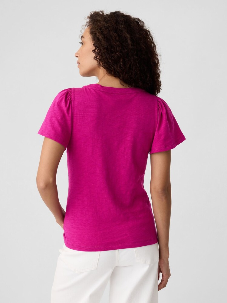 Gap Pink Cotton Flutter Short Sleeve T-Shirt - Image 2 of 5 Gap Pink Cotton Flutter Short Sleeve T-Shirt - Image 2 of 5