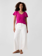 Rosa - Gap T-Shirt mit kurzen Flügelärmeln aus Baumwolle - Bild 3 von 5