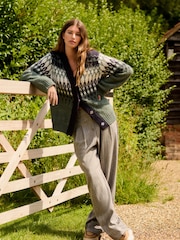 Herringbone Warm Handle Textured Wide Leg Trousers - Image 1 of 7