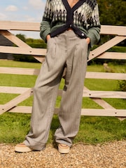Herringbone Warm Handle Textured Wide Leg Trousers - Image 2 of 7