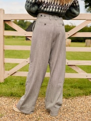 Herringbone Warm Handle Textured Wide Leg Trousers - Image 3 of 7