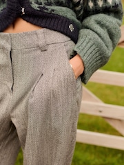 Herringbone Warm Handle Textured Wide Leg Trousers - Image 4 of 7
