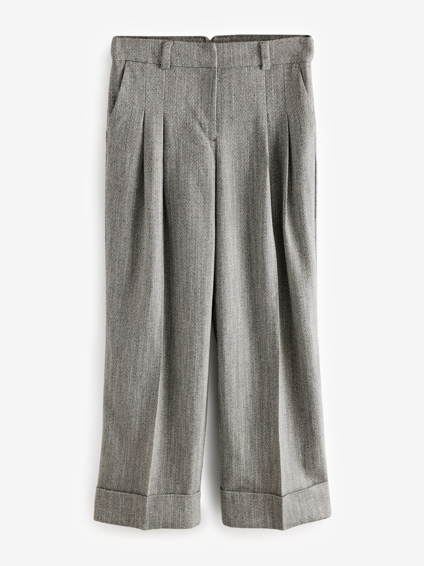 Buy Herringbone Warm Handle Textured Wide Leg Trousers from the Next UK online shop