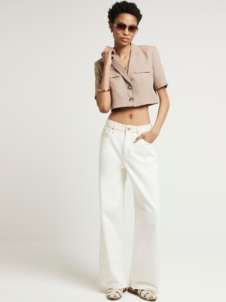 River Island Beige Cropped Structured Jacket - Image 2 of 5
