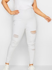 Yours Curve White Jenny Destroyed Jeggings - Image 1 of 4