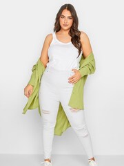 Yours Curve White Jenny Destroyed Jeggings - Image 2 of 4