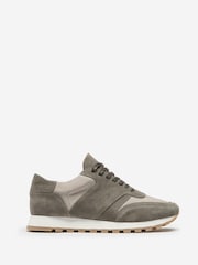 Oliver Sweeney Green Calf Suede Retro Trainers - Image 1 of 5