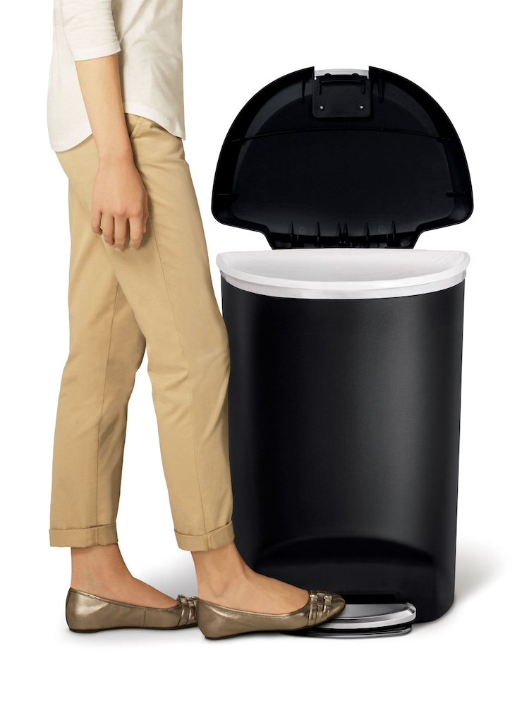 simplehuman Black 50L Semi-Round Pedal Bin - Image 1 of 5