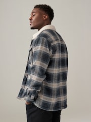 Grey Check Borg Lined Shacket - Image 2 of 8