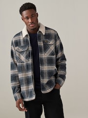 Grey Check Borg Lined Shacket - Image 4 of 8