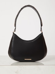Lipsy Black Scoop Chain Detail Faux Leather Shoulder Bag - Image 1 of 3