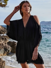 Sosandar Black Ladder Detail Cold Shoulder Playsuit - Image 2 of 5