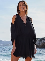 Sosandar Black Ladder Detail Cold Shoulder Playsuit - Image 5 of 5