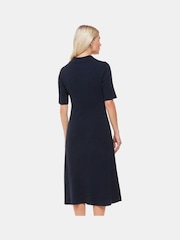 Whistles Petite Blue Knitted Ribbed Midi Dress - Image 2 of 4
