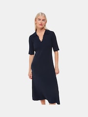 Whistles Petite Blue Knitted Ribbed Midi Dress - Image 4 of 4