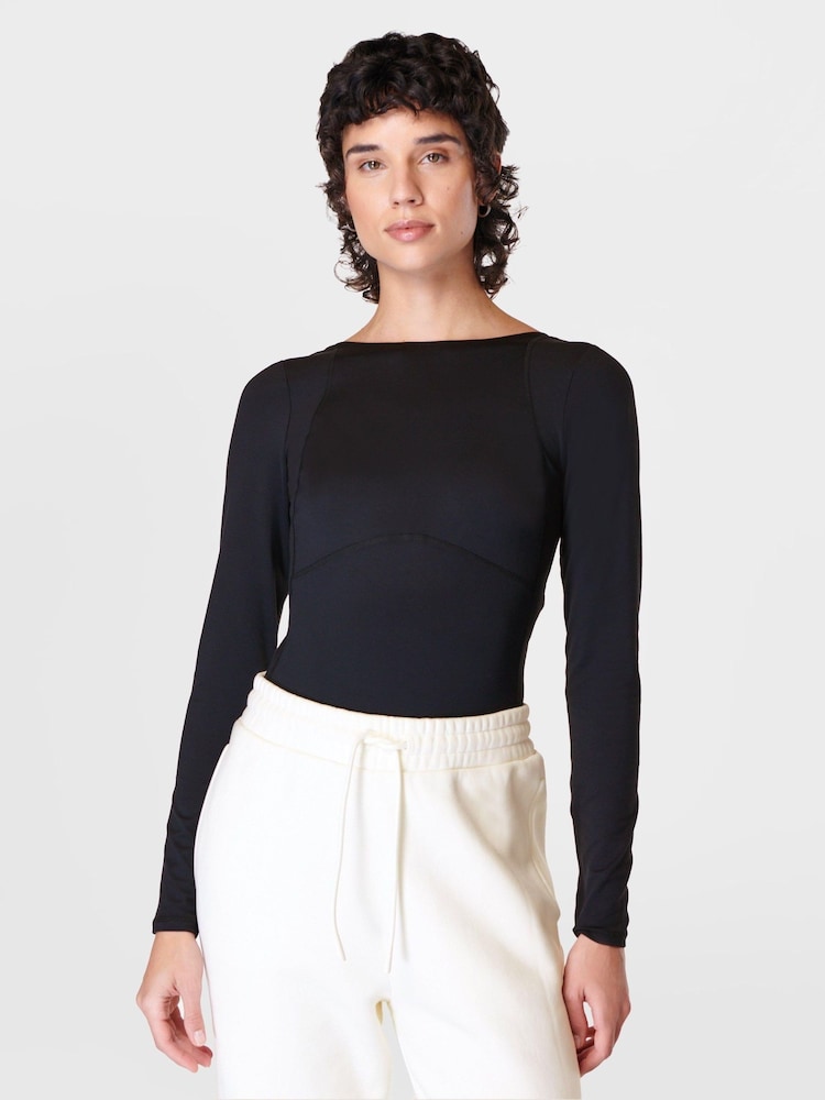 Sweaty Betty All Day Long Sleeve Black Bodysuit - Image 1 of 8