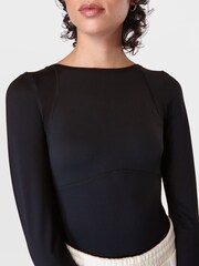 Sweaty Betty All Day Long Sleeve Black Bodysuit - Image 4 of 8