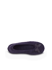 Totes Navy Isotoner Terry Ballet Slippers With Bow - Image 3 of 5