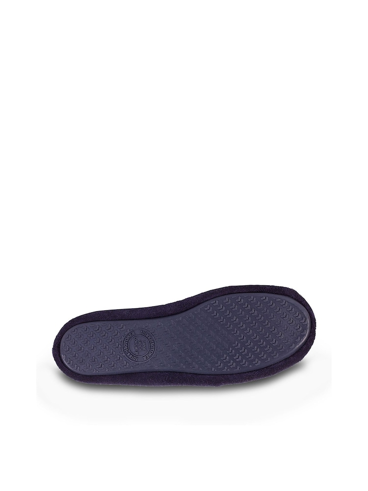 Totes Navy Isotoner Terry Ballet Slippers With Bow - Image 4 of 5