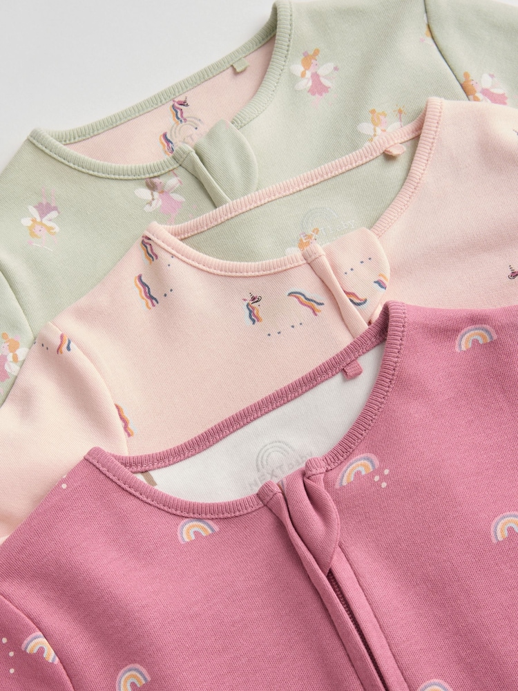 Pastel met tekenfiguurtjesprint - Baby Printed 100% Cotton Zip Sleepsuits (0mths-3yrs) - Image 8 of 10