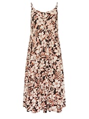 Yours Curve Black Leaf Print Crinkle Tiered Maxi Dress - Image 5 of 5