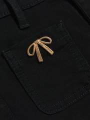 River Island Black Girls Bow Pocket Flare 100% Cotton Jeans - Image 4 of 4