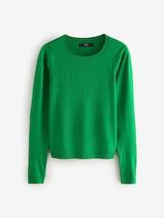 Camel Brown/Bright Green Crew Neck Long Sleeve Jumper 2 Pack - Image 7 of 8