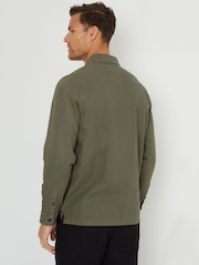 Threadbare Khaki Cotton Linen Blend Lightweight Shacket - Image 2 of 4