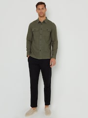Threadbare Khaki Cotton Linen Blend Lightweight Shacket - Image 3 of 4