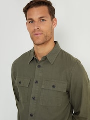 Threadbare Khaki Cotton Linen Blend Lightweight Shacket - Image 4 of 4
