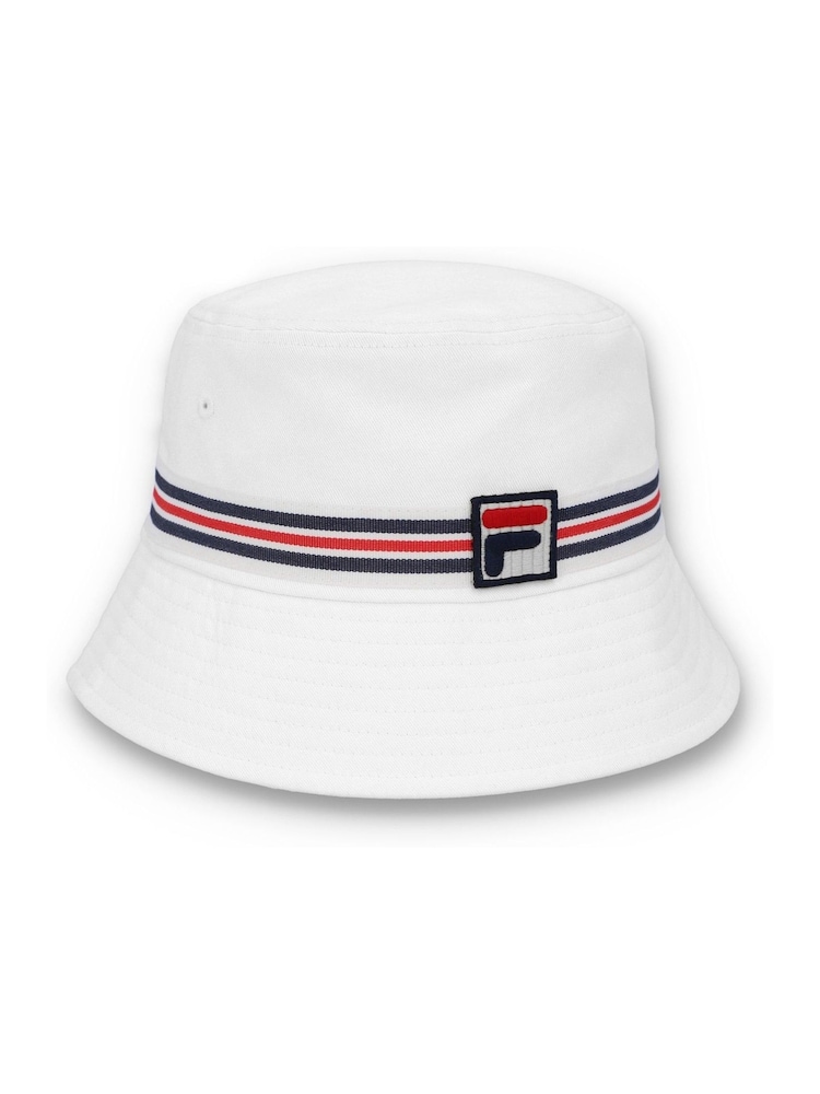 Fila White 100% Cotton Jojo Bucket Hat With Heritage Stripe Tape - Image 1 of 4