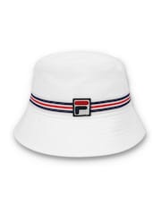 Fila White 100% Cotton Jojo Bucket Hat With Heritage Stripe Tape - Image 2 of 4