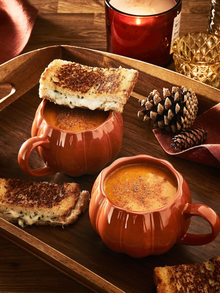 Wade Set of 2 Orange Pumpkin Mugs - Image 1 of 7
