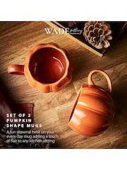 Wade Set of 2 Orange Pumpkin Mugs - Image 2 of 7