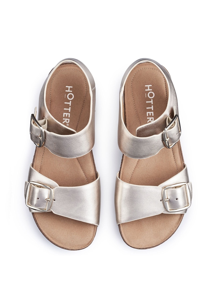Hotter Soft Gold Regular Fit Tourist II Buckle Sandals - Image 4 of 4