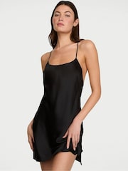 Victoria's Secret Black Mini Satin Open Back Slip - Image 1 of 2