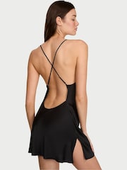 Victoria's Secret Black Mini Satin Open Back Slip - Image 2 of 2