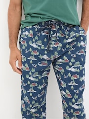 FatFace Navy Blue Jeep Print Pyjama Bottoms - Image 4 of 5