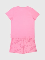 Brand Threads Pink Girls 100% Cotton Disney Princess Short Pyjama Set - Image 2 of 5