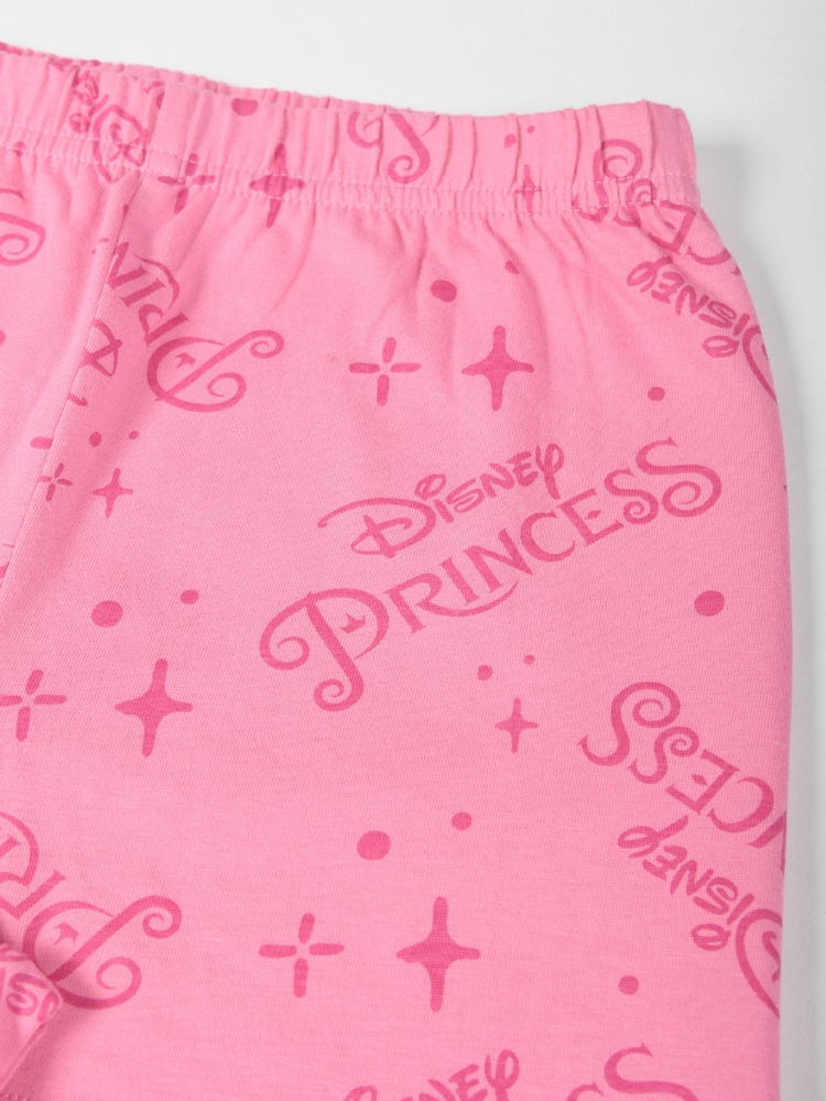 Brand Threads Pink Girls 100% Cotton Disney Princess Short Pyjama Set - Image 5 of 5