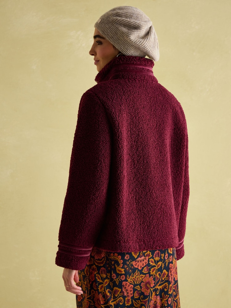 Joules Fleur Red Fleece Jacket - Image 2 of 8